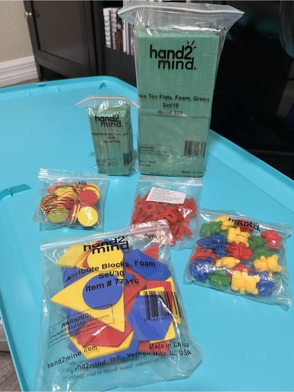 Kids Foam Attribute Blocks and Counters Set - Green/Multicolor